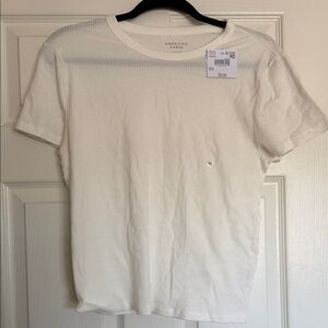 American Eagle Outfitters hey bay White Ribbed Crew Tee xl
